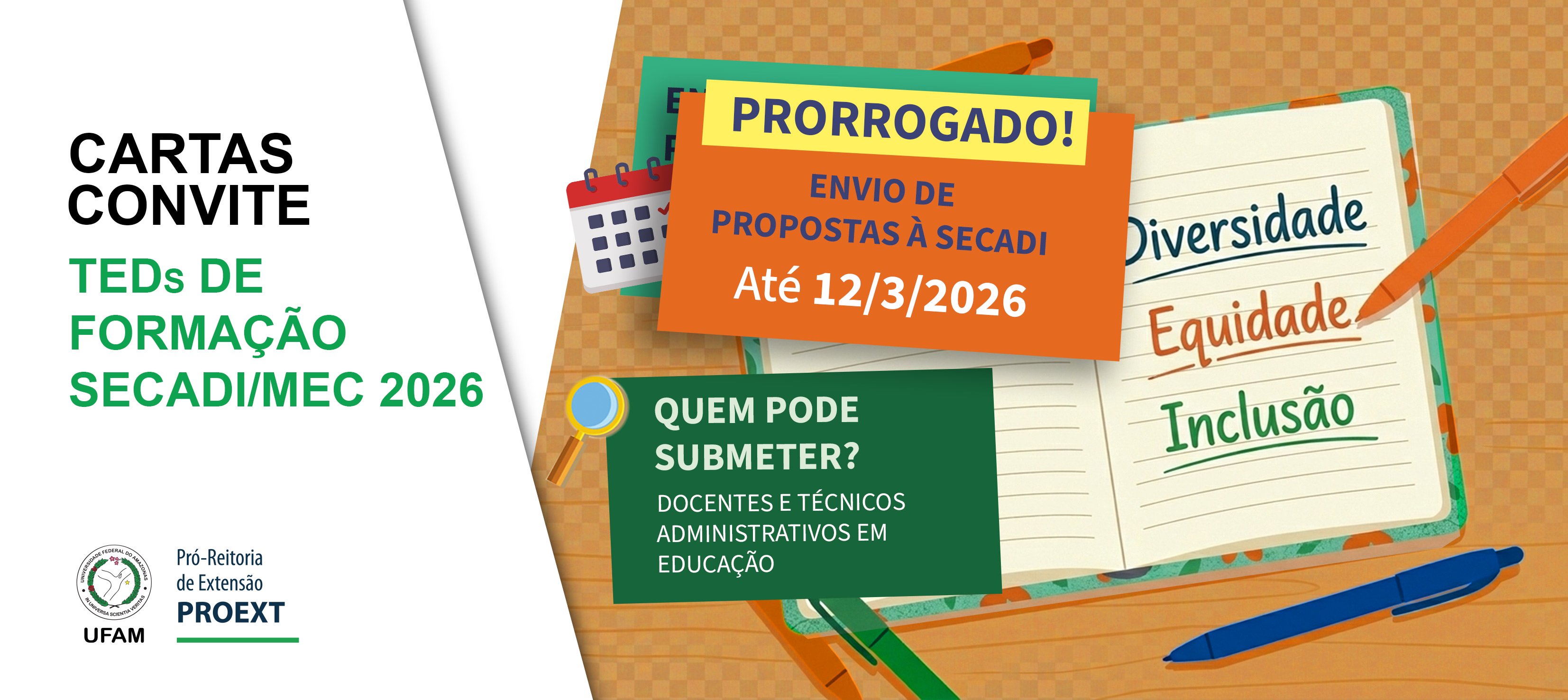 CARTAS CONVITE SECADI - Plantão Tira-Dúvidas PROEXT acontece hoje, 04/03